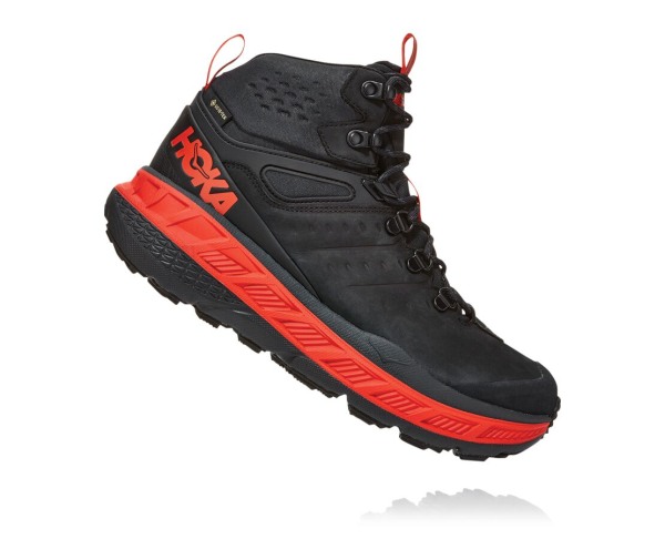 Hoka One One Stinson Mid GORE-TEX Mens UK - Dark Grey / Red Hiking Boots - YPZJV3174